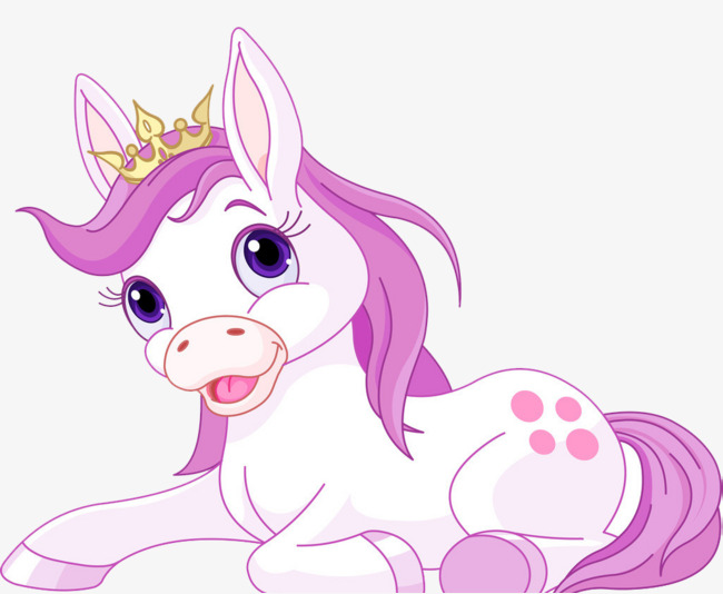 彩虹色可爱小马插画白色装饰元素