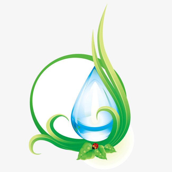 矢量青草水滴小水泡