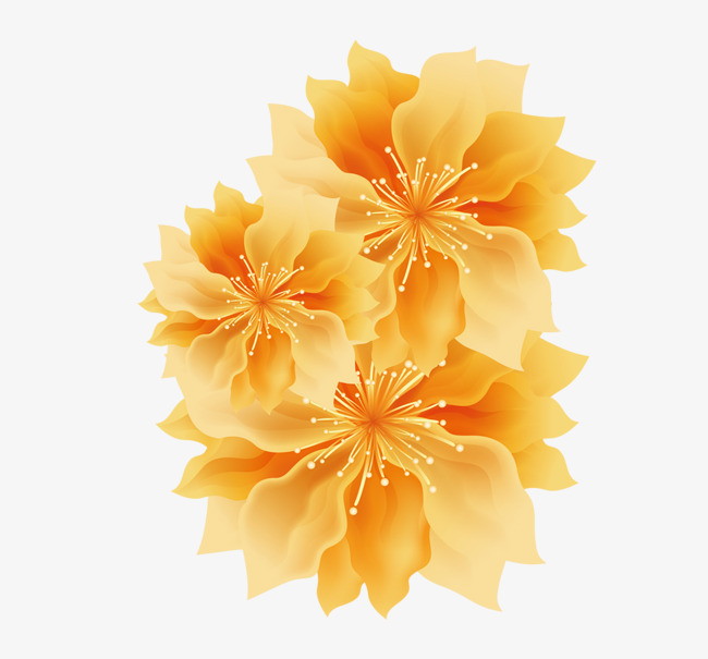 橙色清新花朵装饰图案