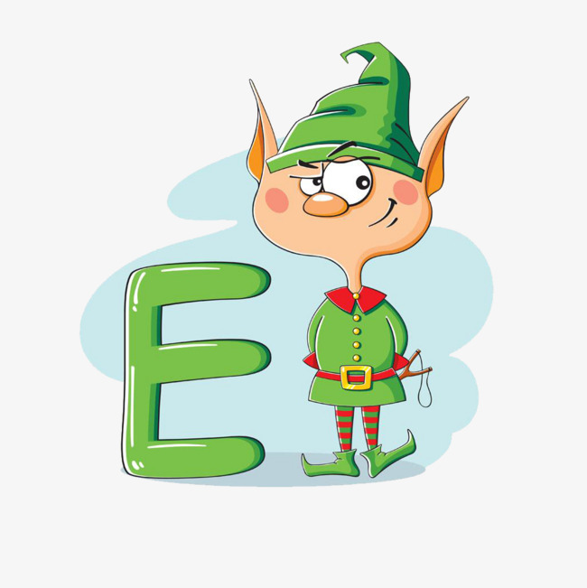 绿色卡通字母e高清免扣素材