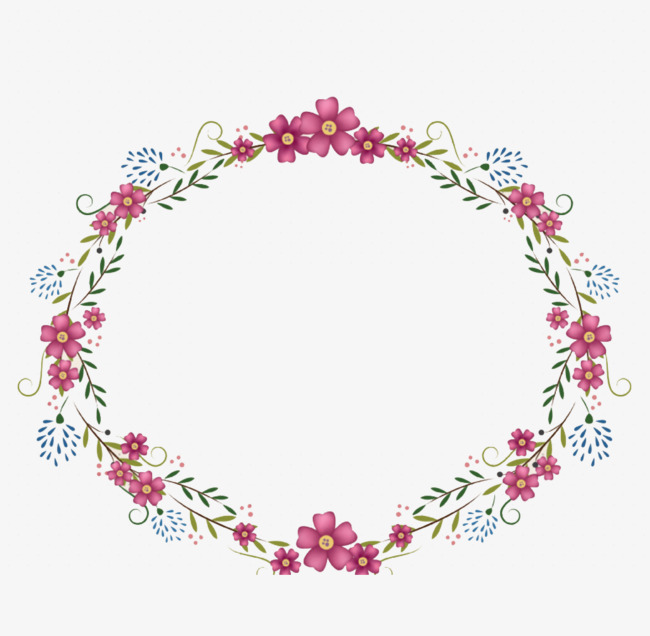 手绘卡通彩色花纹树叶圆形装饰元素