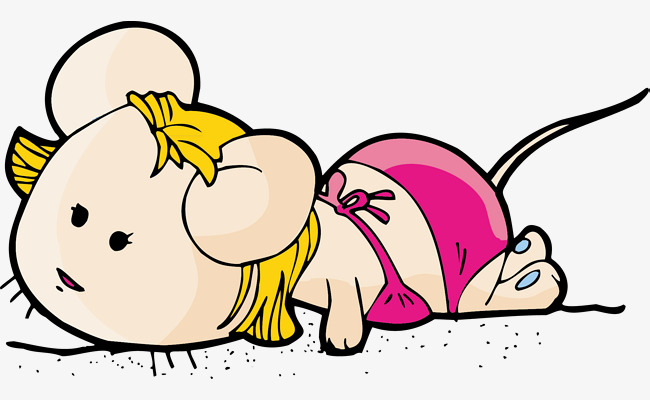 卡通小老鼠的世界花丛矢量装饰插图