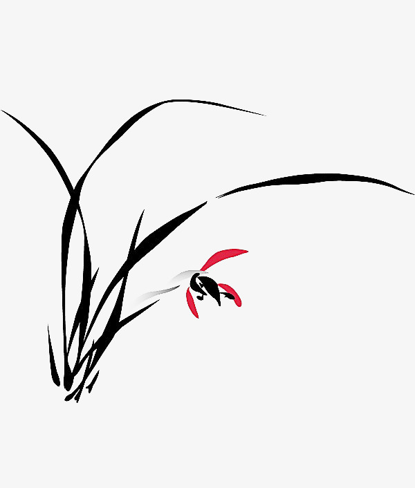 水墨毛笔植物水墨画喷溅墨迹免扣元素