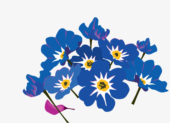 矢量蓝色六瓣花装饰