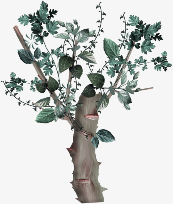 绿色简约树木装饰图案