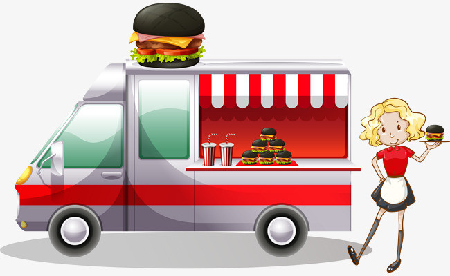 卡通汉堡餐车