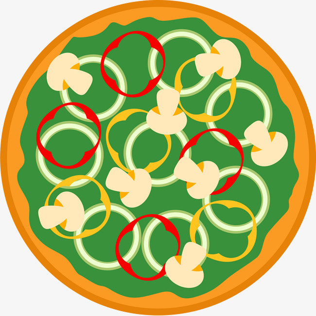 美味披萨俯视图矢量素材