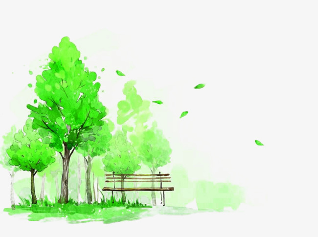 水彩手绘菩提树图片素材