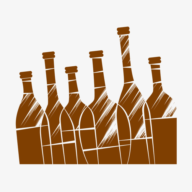 手绘酒瓶剪影