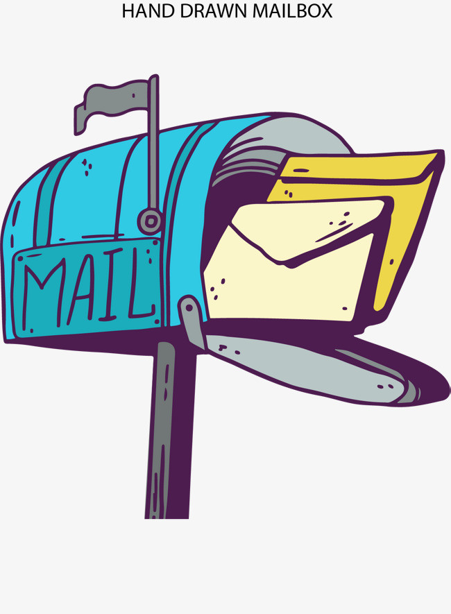 手绘蓝色邮箱