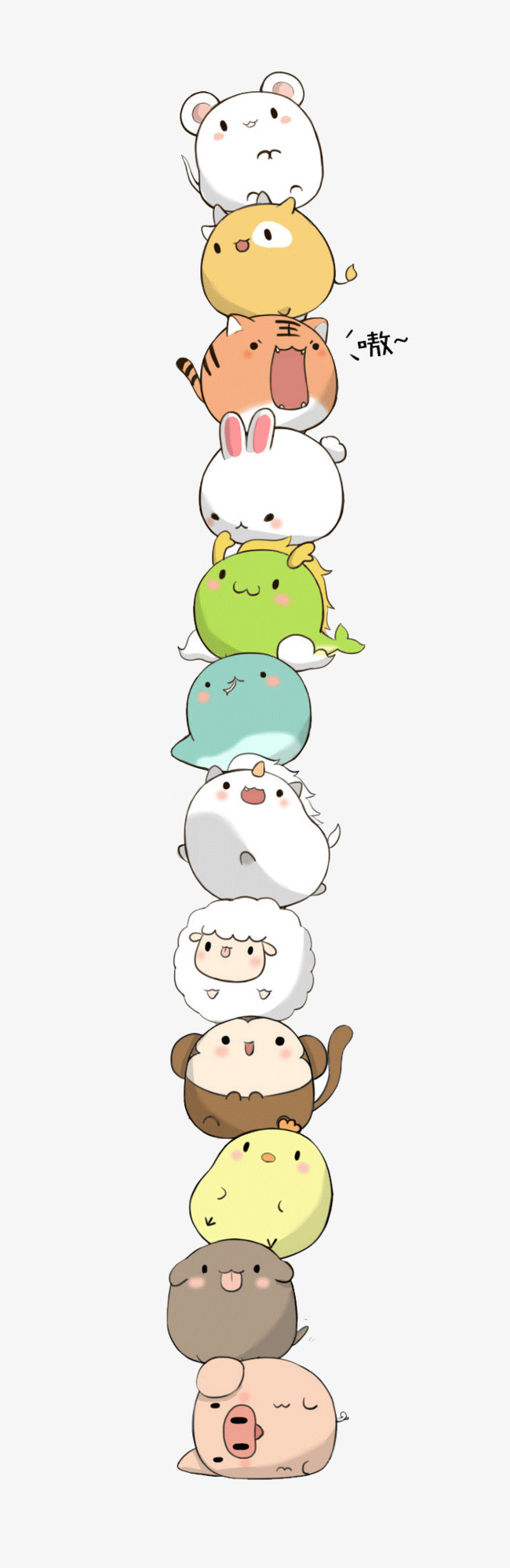 卡通可爱的小动物矢量趣味分割线