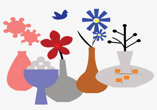 手绘扁平风格花卉摆件