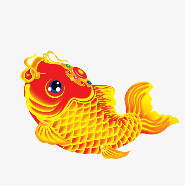 手绘卡通金鱼红色金鱼png素材