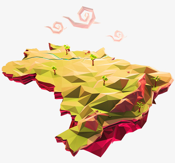 黄绿色简约小岛装饰图案