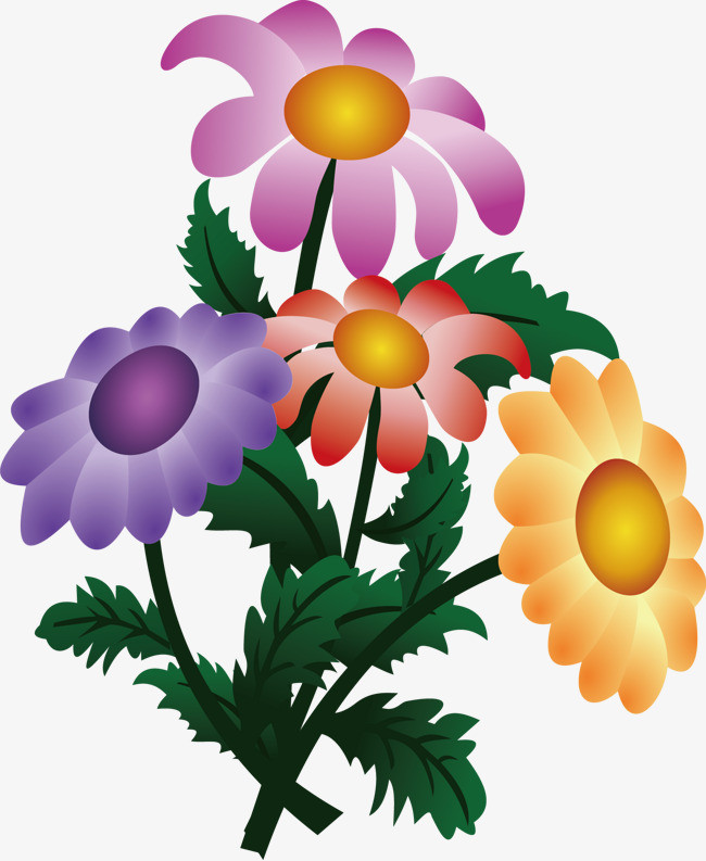 中国风百合花鎏立体花朵渐变装饰素材