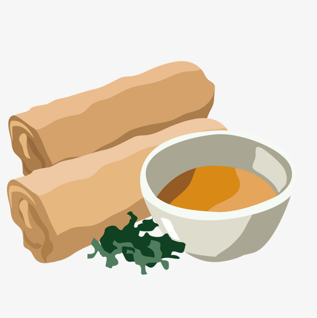 二十四节气立春装饰元素小孩吃春卷柳树