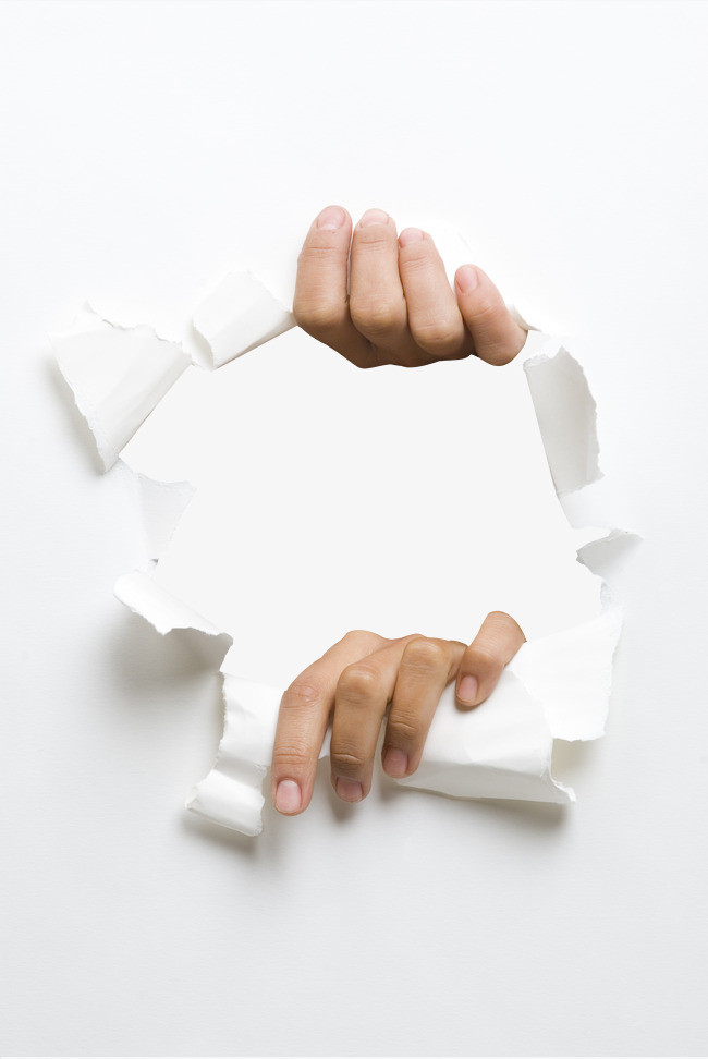 蓝色撕纸装饰卡通纸张白色撕开元素