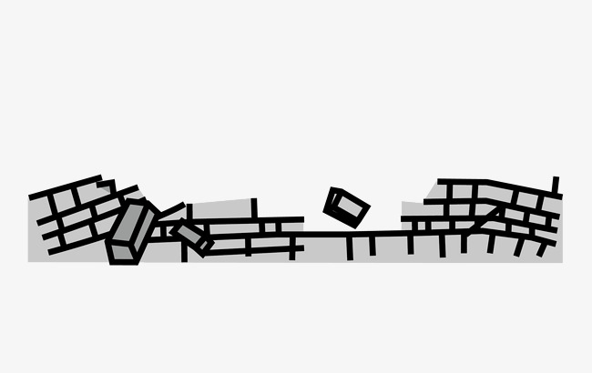 矢量手绘倒塌的墙