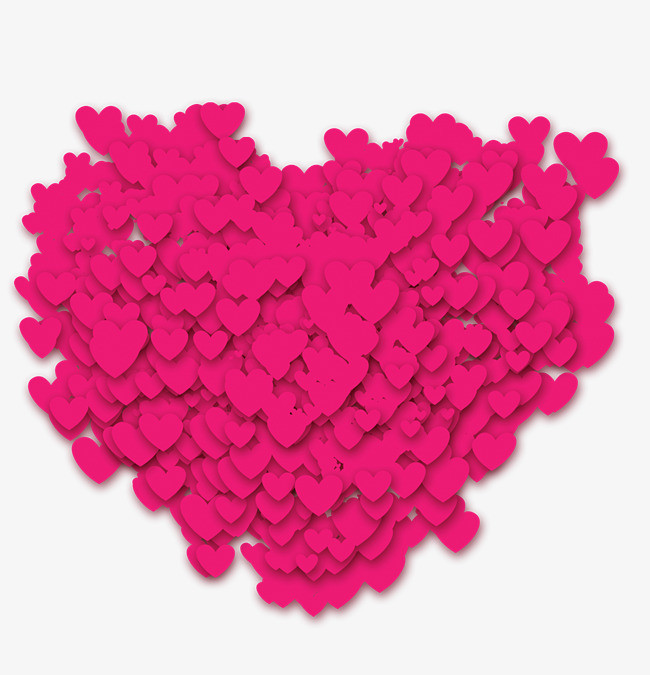 玫红色爱心节日元素