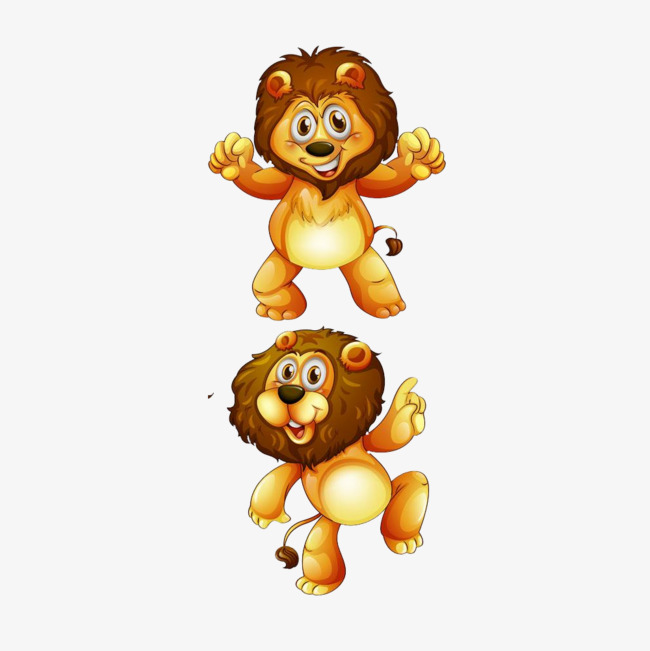 两只狮子水墨画png免抠素材