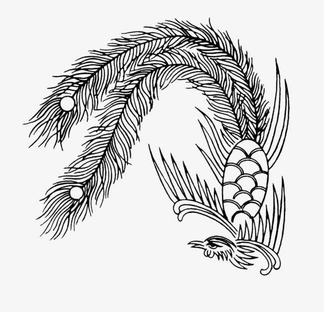 黑色鱼鳞纹手绘