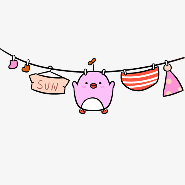 紫色卡通晾衣绳装饰图案