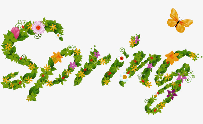 spring清新春花朵艺术字