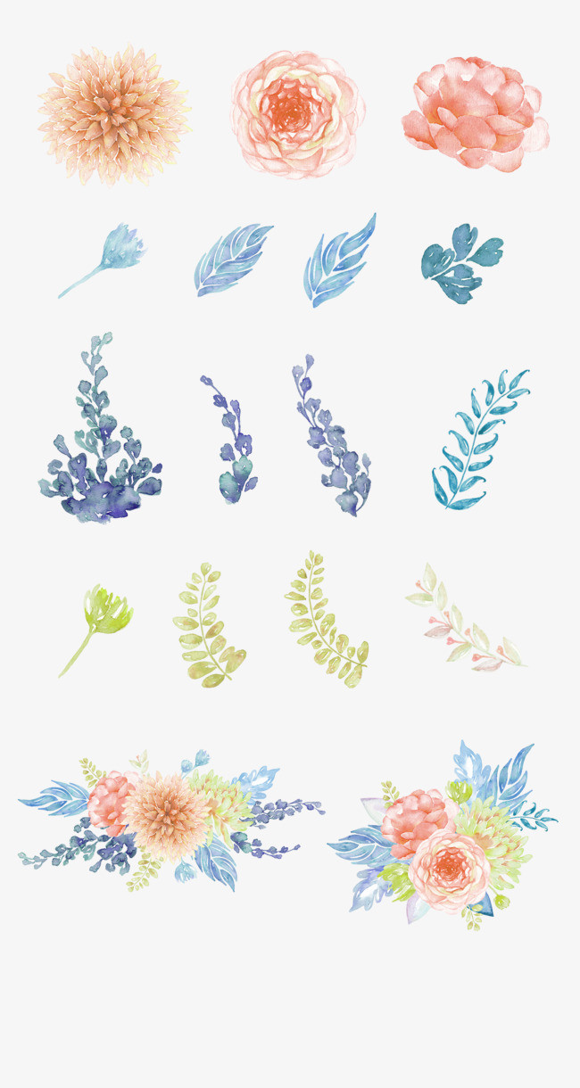 绿色简约花朵植物装饰图案