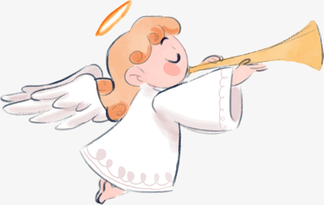 水彩手绘小天使装饰图案