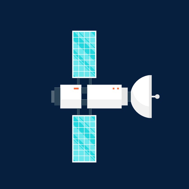 蓝色科技卫星标题【免抠元素png】-90设计网