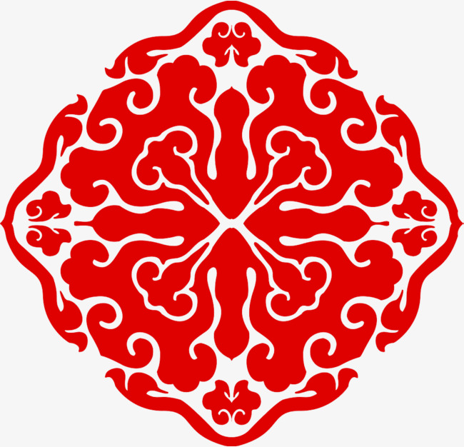 红色简约花边装饰图案