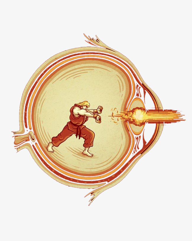 褐色眼珠气功插画png素材-90设计