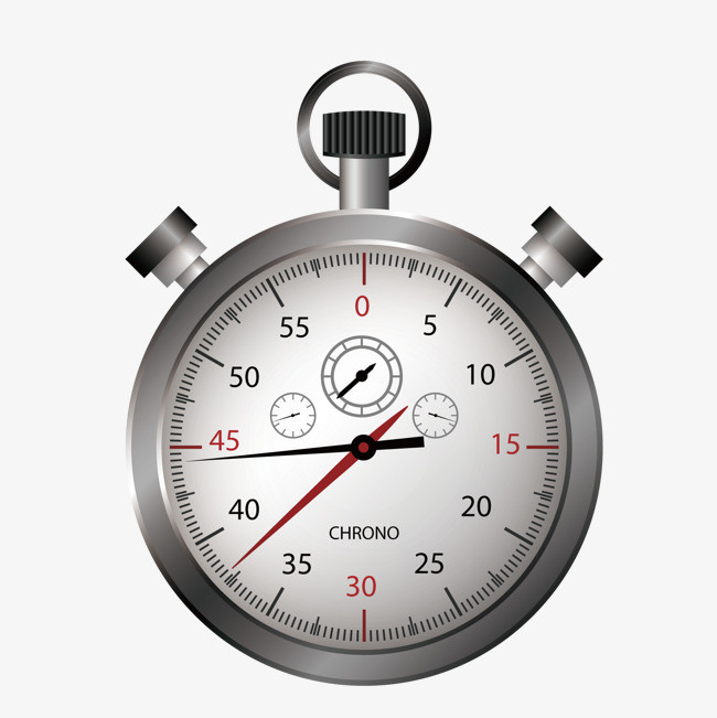 矢量银色秒表【高清装饰元素png素材】-90设计