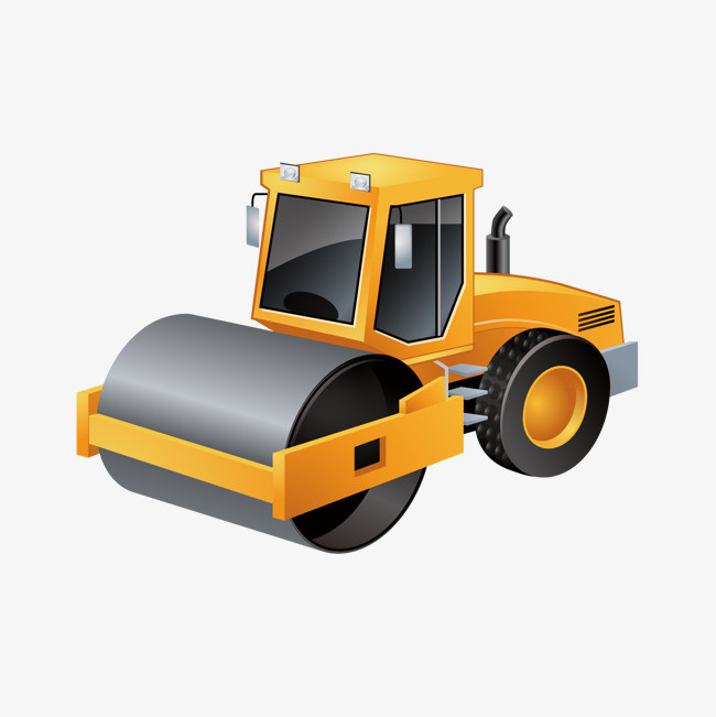 压路机压马路矢量元素免抠
