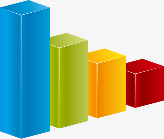 立体上升柱状图柱形图图表颜色渐变免扣装饰元素素材