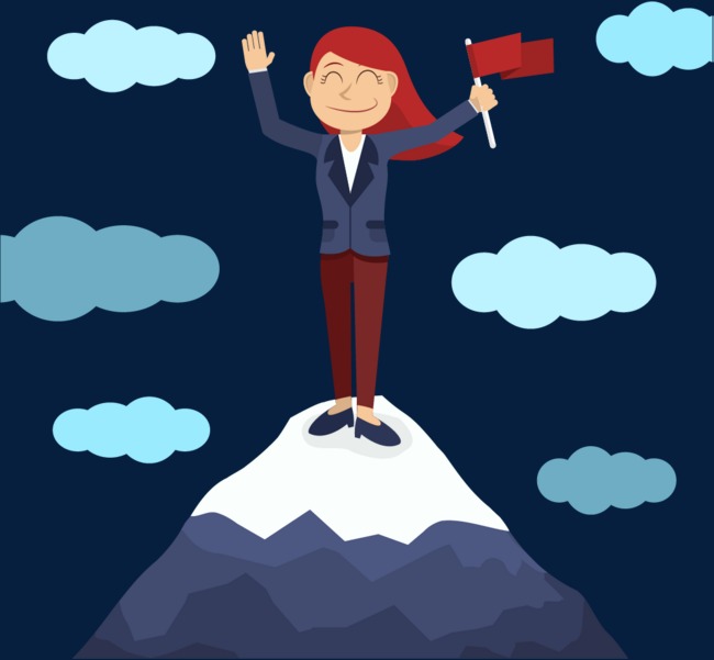 矢量手绘登顶夺冠