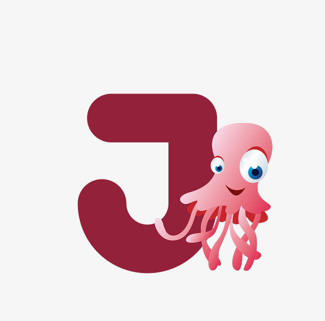 矢量卡通章鱼字母j素材