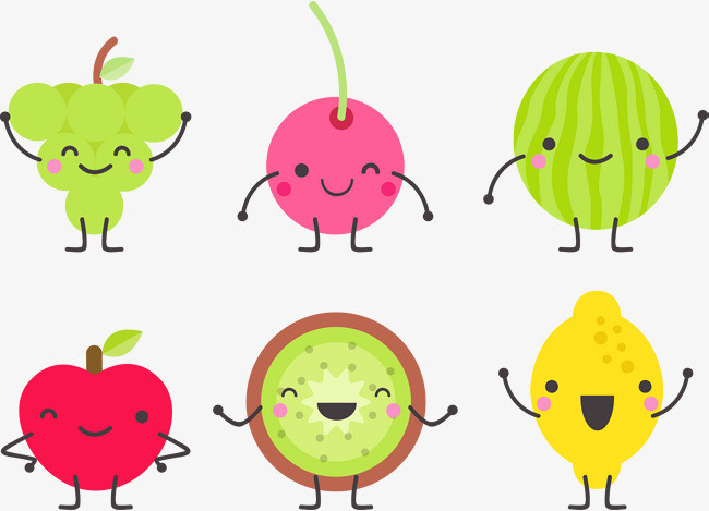 夏日手绘卡通清新可爱水果图标icon矢量图