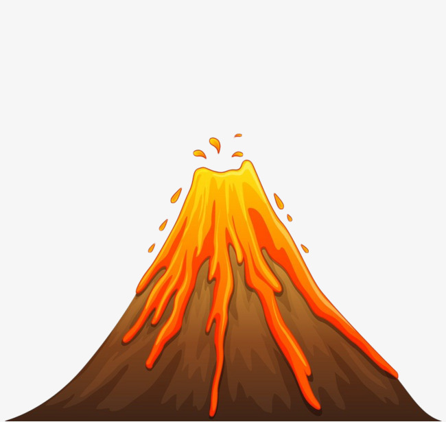 手绘简约火山喷发