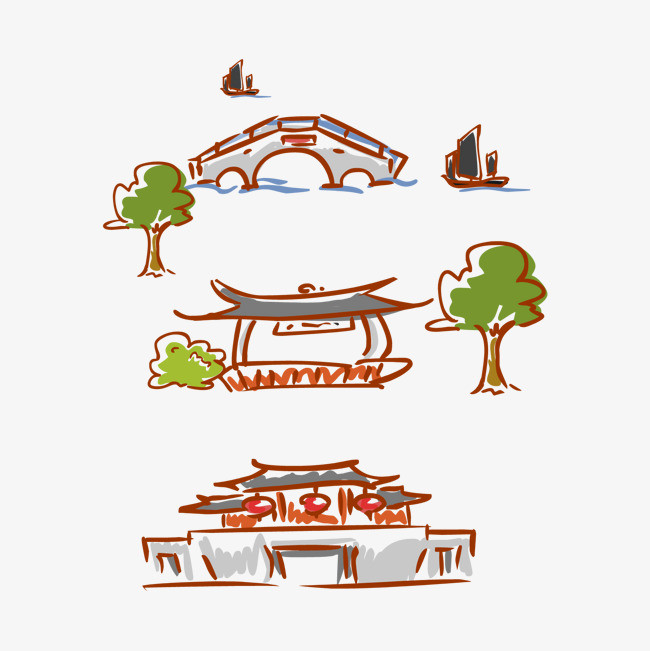 矢量卡通版小桥图