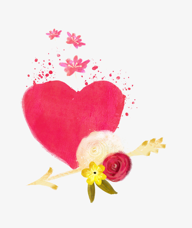 粉红色的爱心和花朵