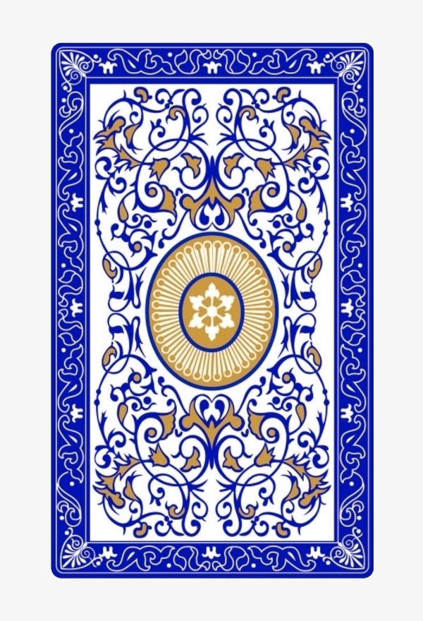 蓝色图案花纹扑克牌背面素材