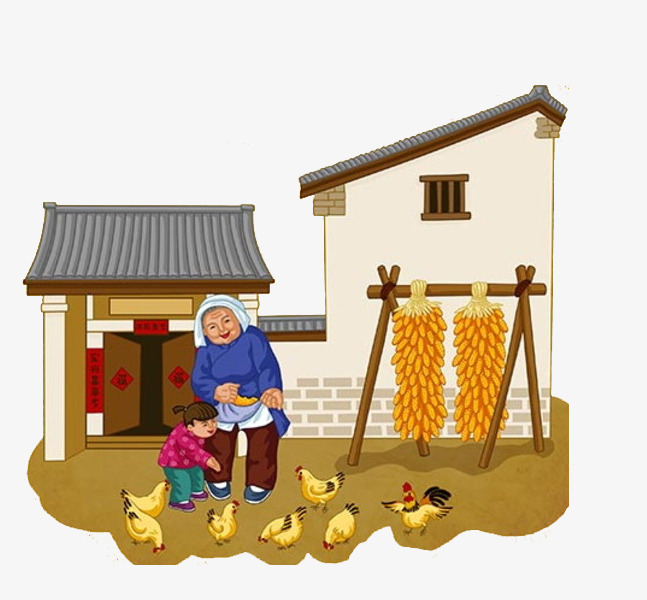 精致古风画扇景物山水农家小院拱桥荷花