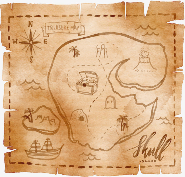 复古手绘寻宝图