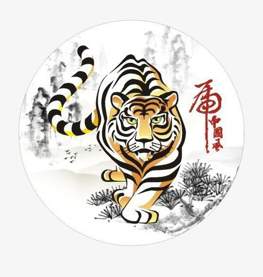 2022虎年新年新春过年春节吉祥物小老虎国风金线大红灯笼