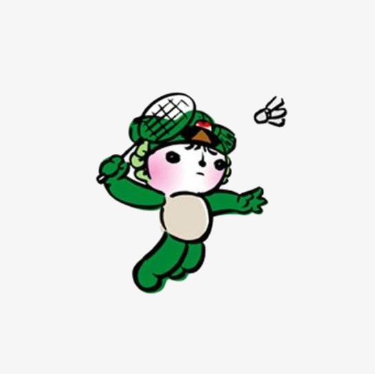 运动健康扁平风打羽毛球姿势男孩人物