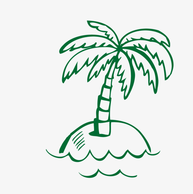 矢量手绘椰树椰果