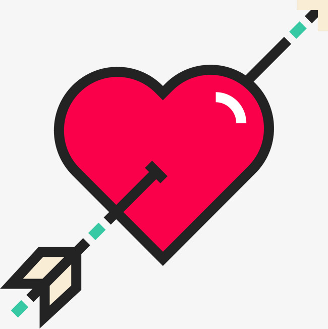 情人节红色系一箭穿心甜蜜爱情桃心边框矢量素材