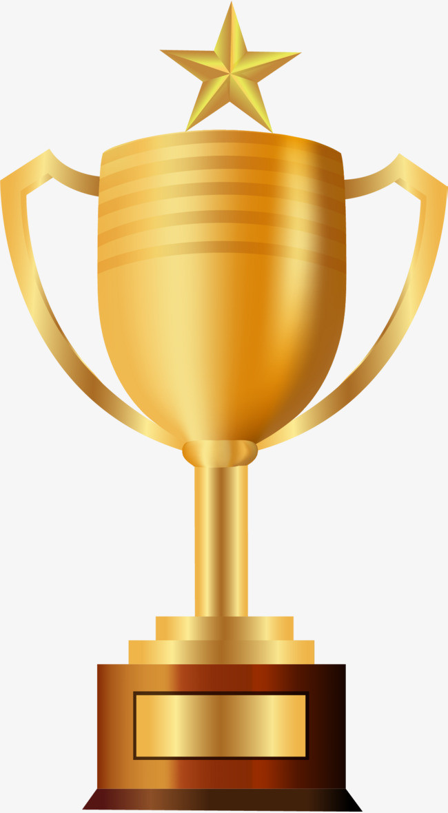 黄色简约五角星奖杯装饰图案