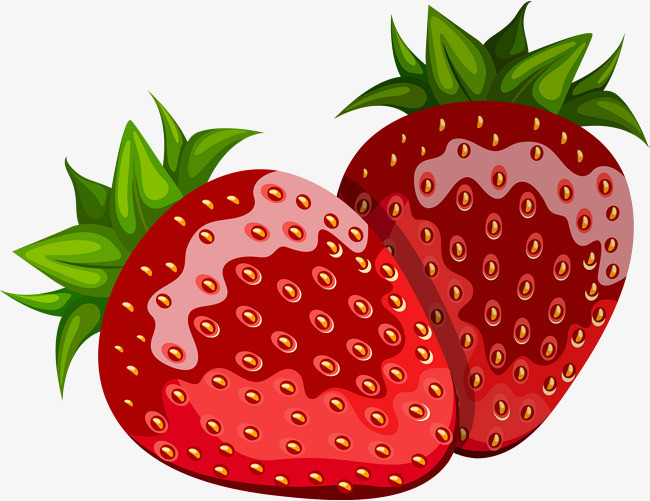 红色清新草莓装饰图案